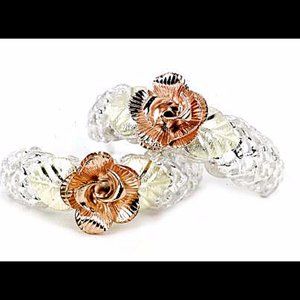 Black Hills Rose Filigree Demi-Hoops Sterling/12K